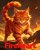 Fireheart - orange tabby ThunderClan leader with bright green eyes